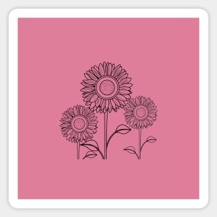 Hand drawn cute black sunflowers Sticker